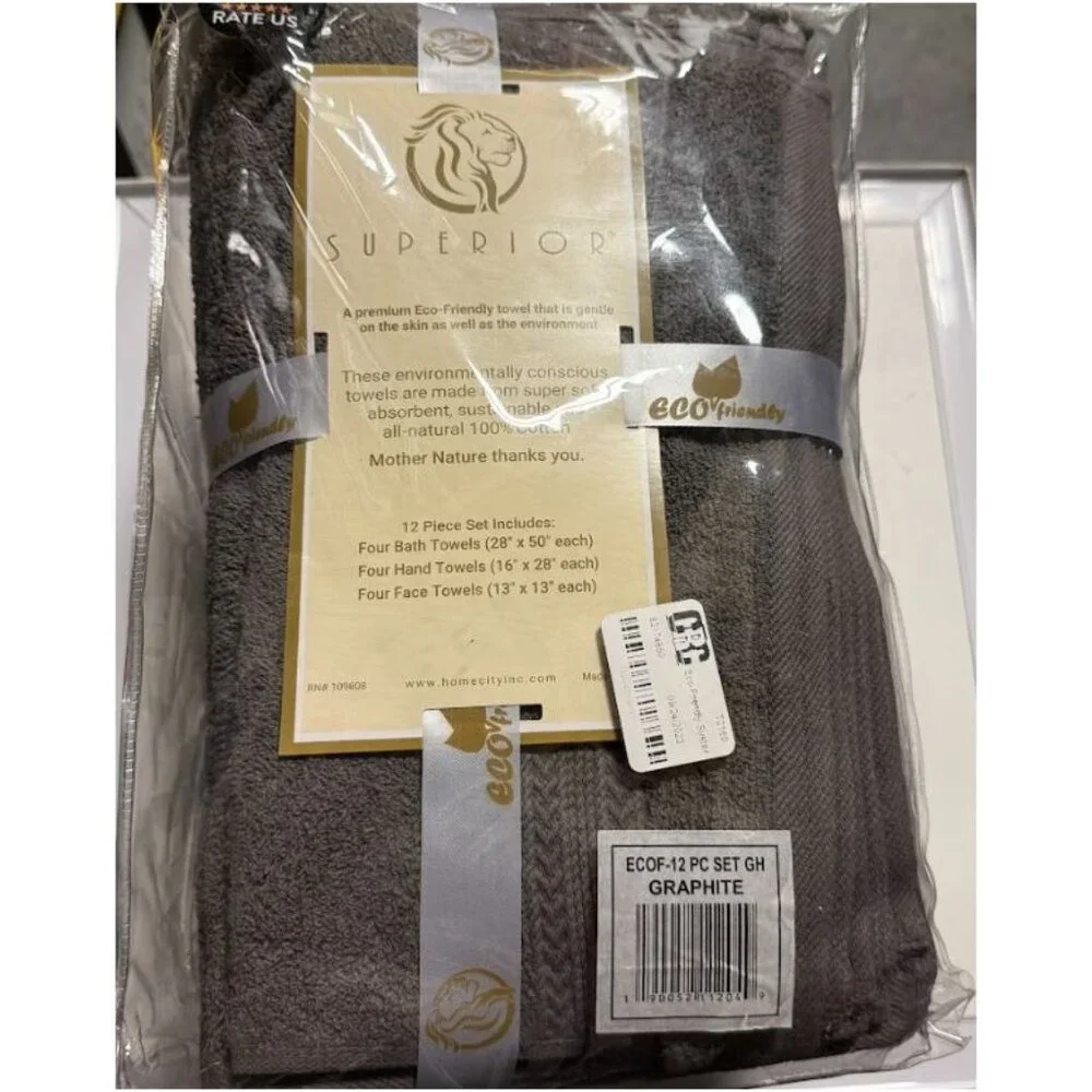 Superior Eco-Friendly Sustainable Cotton 12-Piece Bathroom Towel Set